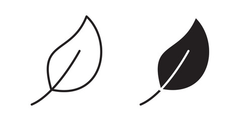 Leaf icon . Vector illustration with stroke and fill on a white background.
