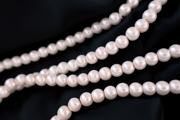 pearl necklace on black background