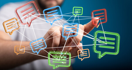 Conceptual image of interconnected messages, representing global communication and networking.