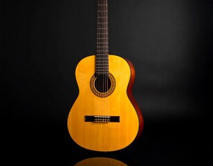 Obraz premium Acoustic guitar on black background (1)