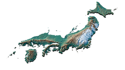 Satellite view of japan s archipelago isolated on transparent background