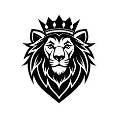 illustration of a lion head with a crown vector art