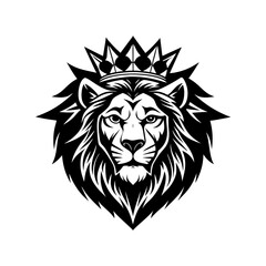 illustration of a lion head with a crown vector art