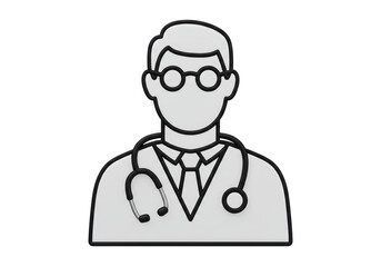 Fototapeta premium Isolated Gray Doctor Avatar with Glasses and Stethoscope