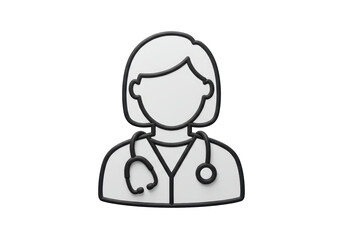 Isolated Gray Female Doctor Avatar with Stethoscope