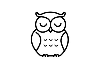 Isolated Minimalist Owl Outline Icon with Closed Eyes