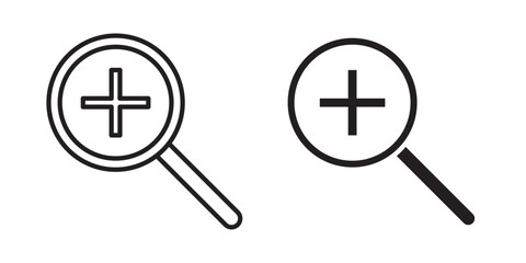 Zoom In icon . Vector illustration with stroke and fill on a white background.