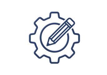 Isolated 3D settings icon with a gear and a pencil for customization