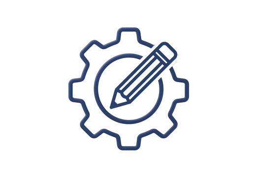 Isolated 3D settings icon with a gear and a pencil for customization