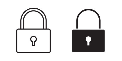 Lock icon . Vector illustration with stroke and fill on a white background.