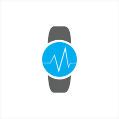 Smartwatch with heart rate monitor icon for fitness tracking and wearable health tech