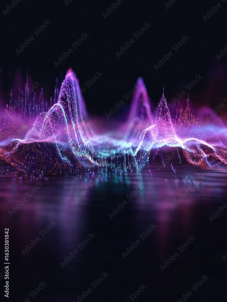 Poster visual representation of sound waves in vibrant colors creating a dynamic and engaging atmosphere in