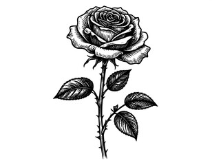 Elegant black and white rose