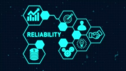 Digital diagram displaying the concept of reliability with transparent background.