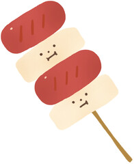 Kawaii Korean Sotteok Sotteok with Cute Face, Adorable Street Food PNG