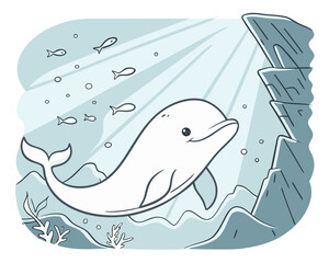 Obraz premium Playful Beluga Whale in Arctic Waters