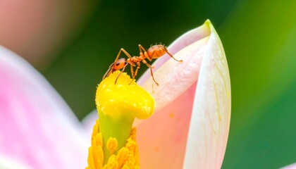 Close-up of two ants on a flower