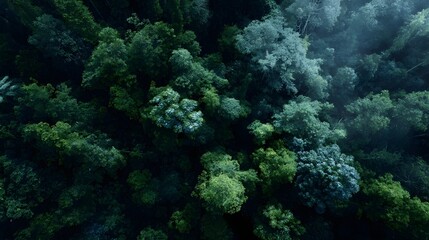 Fototapeta premium Aerial view of a lush protected rainforest canopy