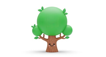 Cute 3D Tree with a Smiley Face - Eco-Friendly Education and Kids' Apps