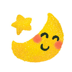 かわいい月と星の手描きイラスト素材