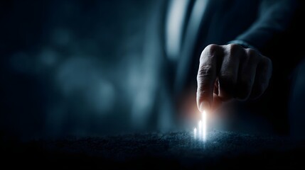 Hand activating futuristic business growth projection