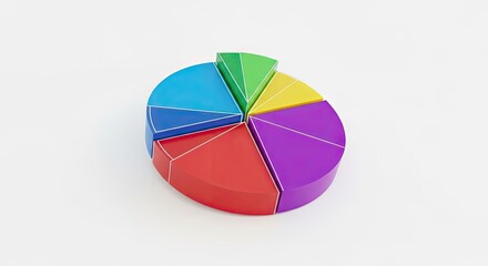Obraz premium Minimal 3D Pie Chart with Colorful Segments - Statistics and Analytics