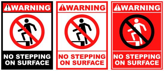 Set Prohibition warning no stepping public sign design vector illustration