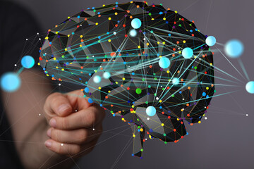 Digital brain concept.  Neural network, AI, technology, innovation.