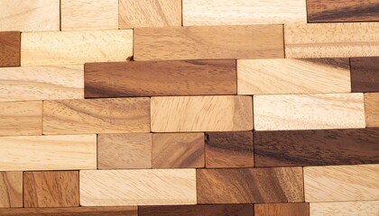 Close-up of various wood blocks arranged in a pattern