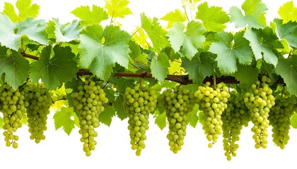Fresh white grapes on vine