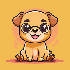 Adorable cartoon puppy with glasses vector illustration