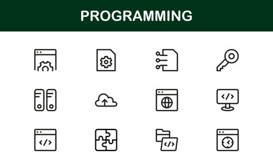 Programming Professional Modern Line Icon Set with Minimal Unique Vector Design for Digital Technology and Coding Projects