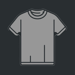 Grey t-shirt vector icon illustration on a dark background