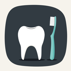 Dental care icon with tooth and toothbrush vector illustration