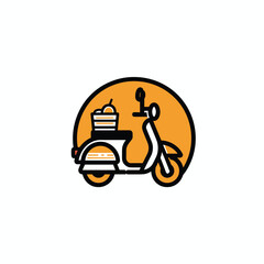 Food delivery scooter icon vector illustration