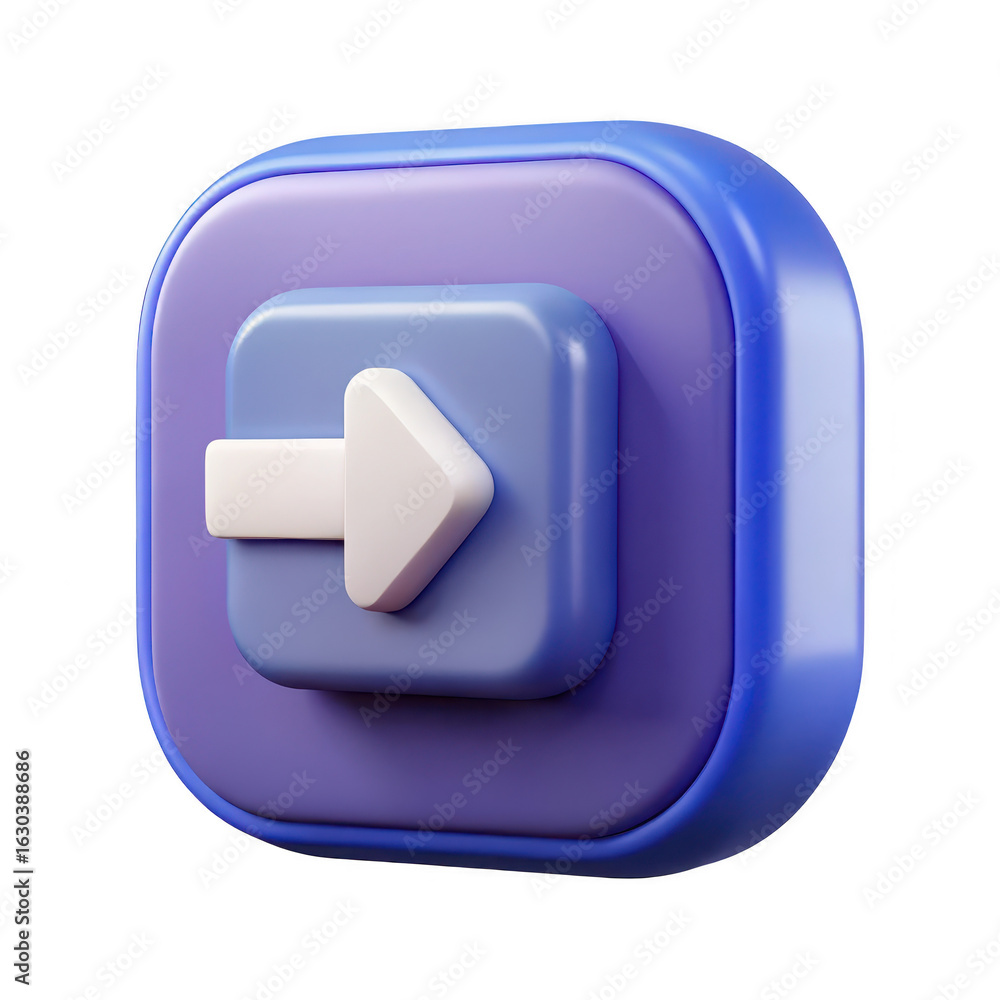 Poster 3d right arrow icon isolated on transparent background