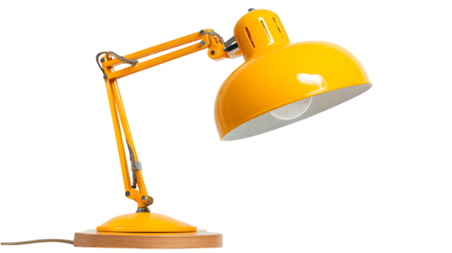 Brighten your space with this stylish yellow lamp adding a pop of color and functional light Isolated on white background