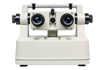 Professional ophthalmic stereoscope for eye examinations isolated with transparent background