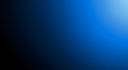 An abstract blue background glows with soft rays of light, a colorful motion design