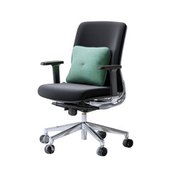 Fototapeta premium Ergonomic back cushion for office chair isoleted on transparent background.