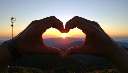 Fototapeta premium Sunset Heart Capturing the Golden Hour's Love