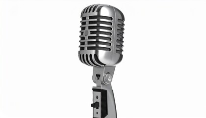 Retro Style Microphone Isolated on a White Background, Perfect for Music and Broadcasting