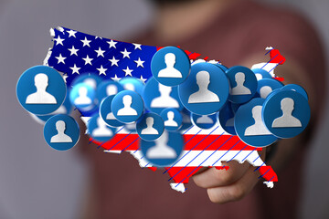 Digital map of the USA showing online communities & networks.