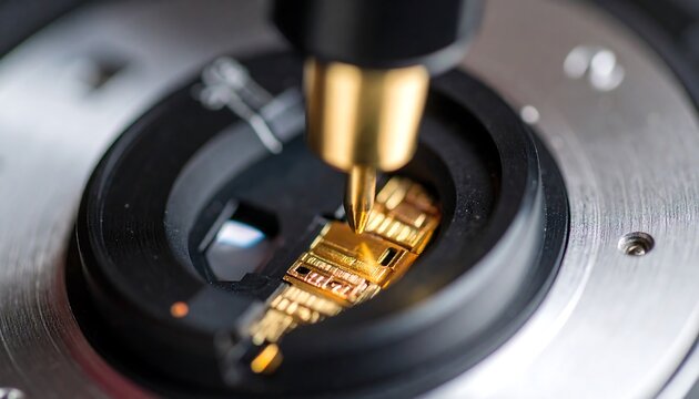 High precision microprobe station testing of a microchip for semiconductor engineering