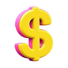 Obraz premium Colorful dollar sign in 3D effect, perfect for finance or economy themes, on a white isolated background.