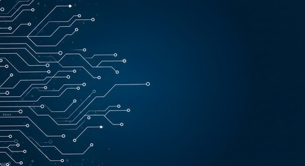 A digital blue circuit board background with a technical design illustrates a computer network blueprint