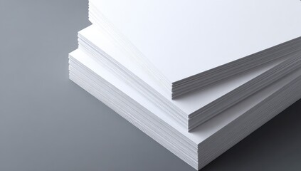 Obraz premium Stacks of white paper, close-up