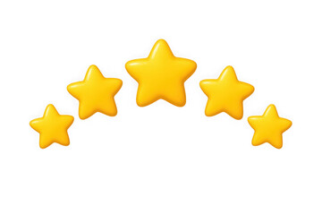 3d rendering illustration icon isolated on Five yellow stars on a white background on transparent background