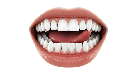 Fototapeta premium Open Mouth with Perfect White Teeth and Tongue Close Up Promoting Dental Hygiene and Health
