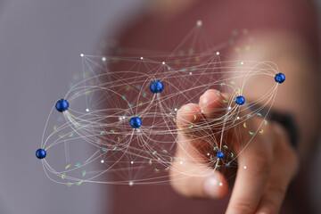 Connecting the dots.  Modern business networking and digital strategy. Global communication.